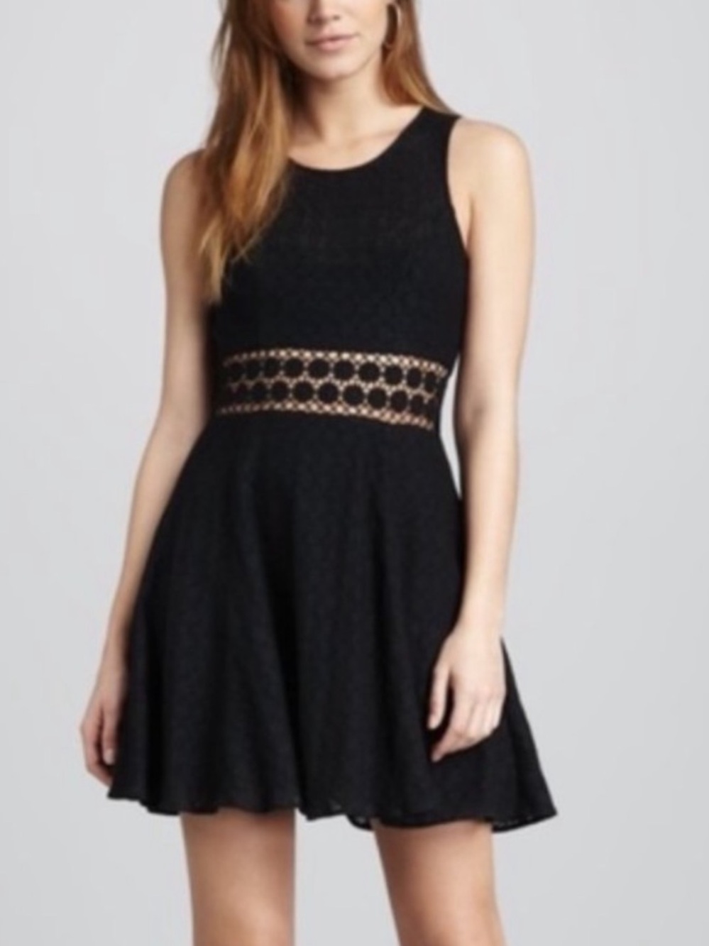 Free People Black Sleeveless Daisy Crochet Dress